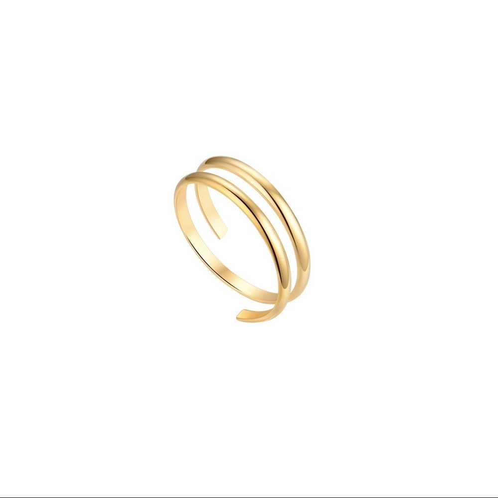 Gold Plated Double Twin Thin Band Ring Stackable - Picture 10 of 11